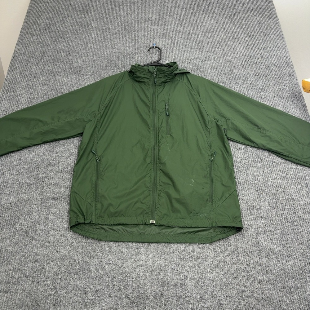 LL Bean Jacket Mens S Green Polyester Full Zip Hooded Windbreaker Gorpcore
